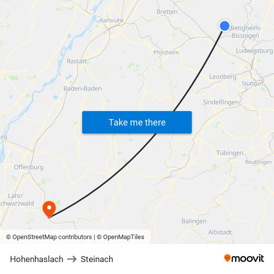 Hohenhaslach to Steinach map