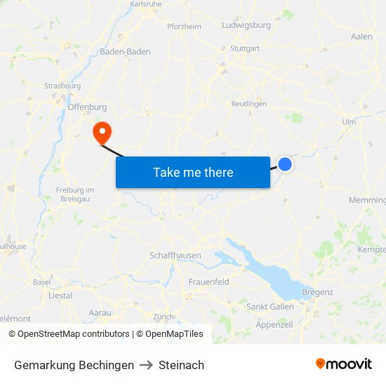 Gemarkung Bechingen to Steinach map