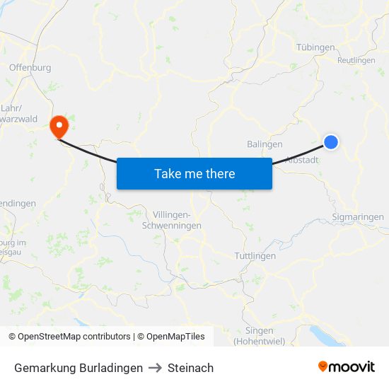 Gemarkung Burladingen to Steinach map