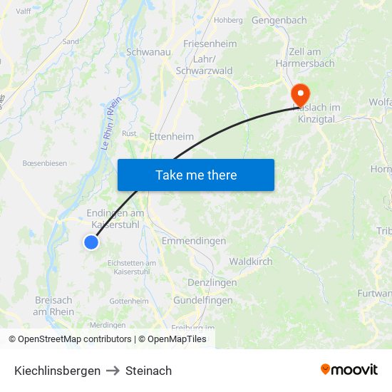 Kiechlinsbergen to Steinach map