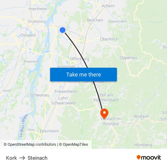 Kork to Steinach map