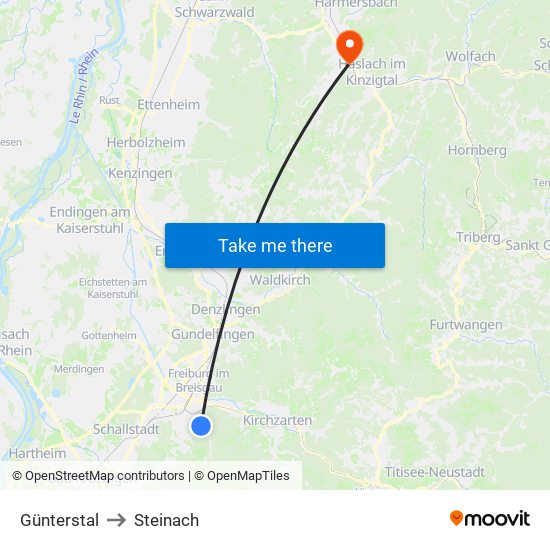 Günterstal to Steinach map