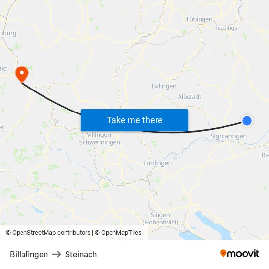 Billafingen to Steinach map
