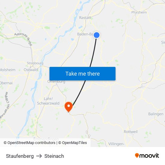 Staufenberg to Steinach map