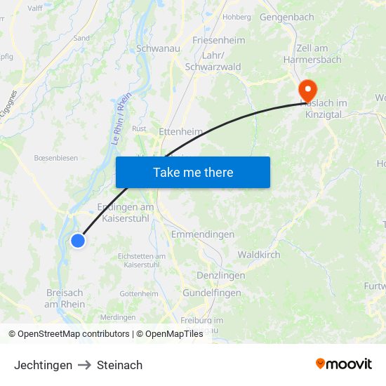 Jechtingen to Steinach map