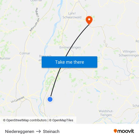 Niedereggenen to Steinach map