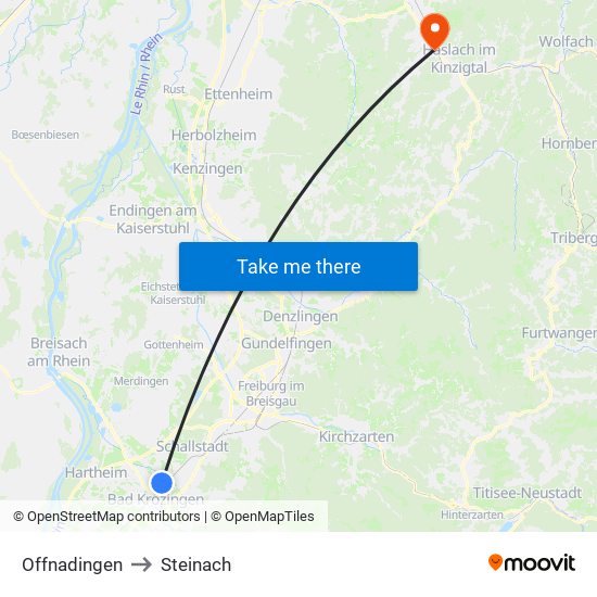 Offnadingen to Steinach map
