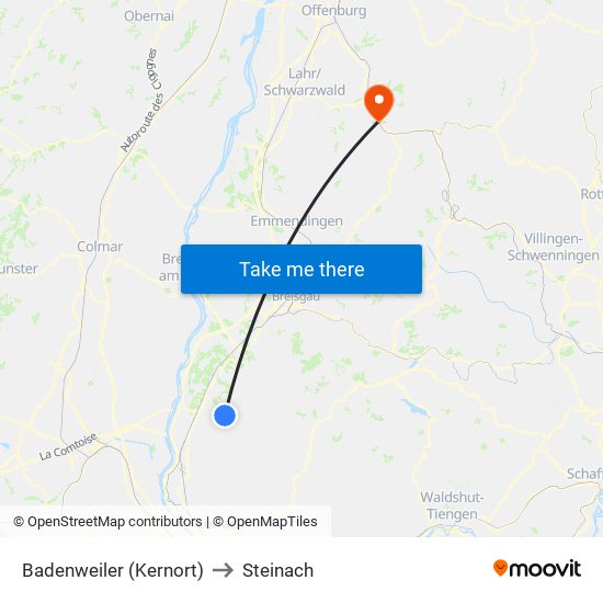 Badenweiler (Kernort) to Steinach map