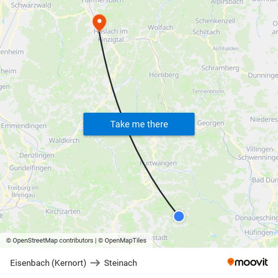 Eisenbach (Kernort) to Steinach map