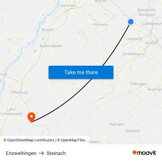 Enzweihingen to Steinach map