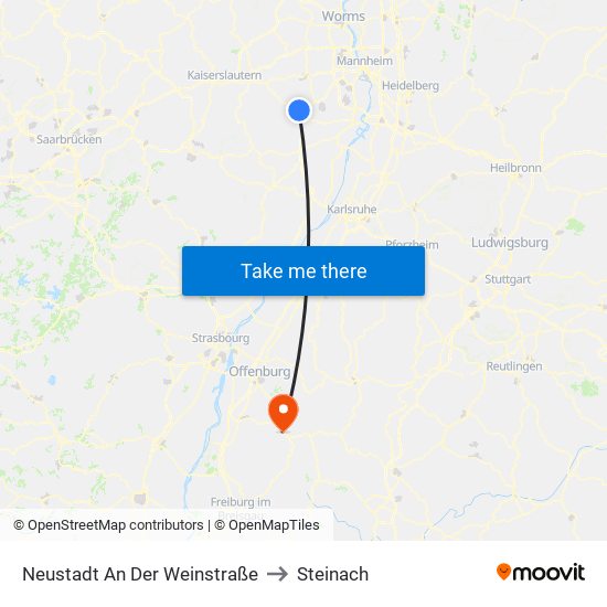 Neustadt An Der Weinstraße to Steinach map