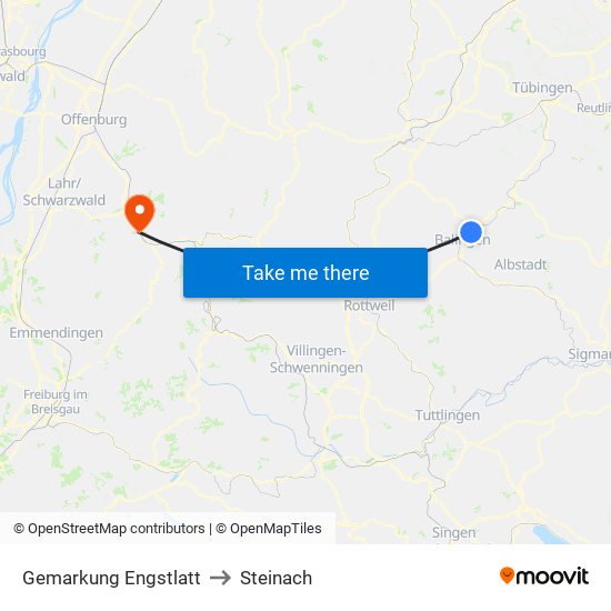 Gemarkung Engstlatt to Steinach map