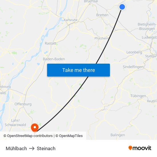 Mühlbach to Steinach map