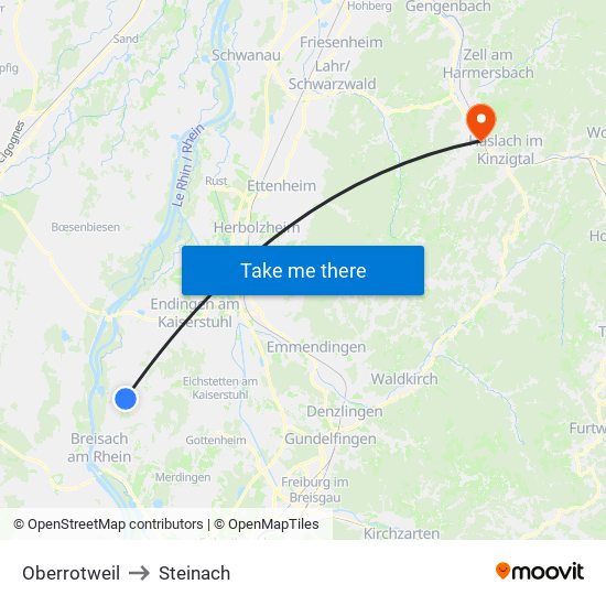 Oberrotweil to Steinach map