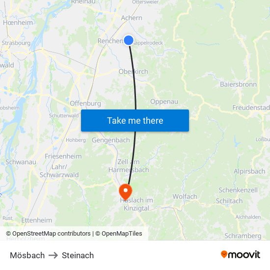 Mösbach to Steinach map