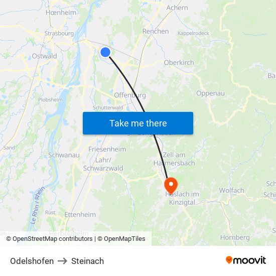 Odelshofen to Steinach map