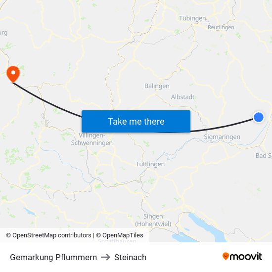 Gemarkung Pflummern to Steinach map