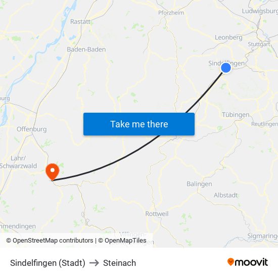 Sindelfingen (Stadt) to Steinach map