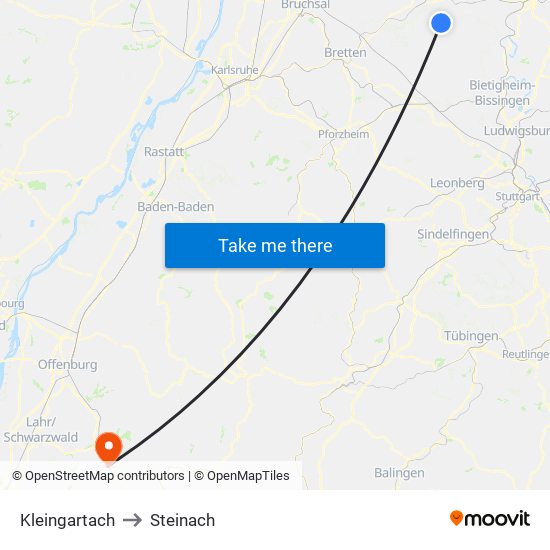 Kleingartach to Steinach map