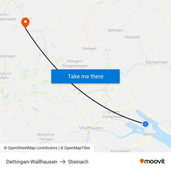 Dettingen-Wallhausen to Steinach map