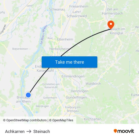 Achkarren to Steinach map