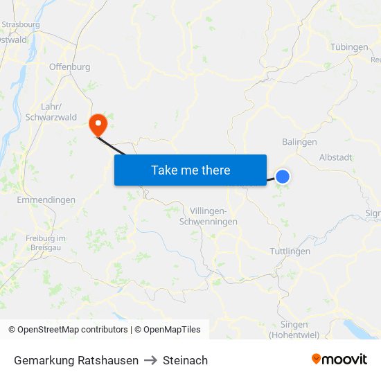 Gemarkung Ratshausen to Steinach map