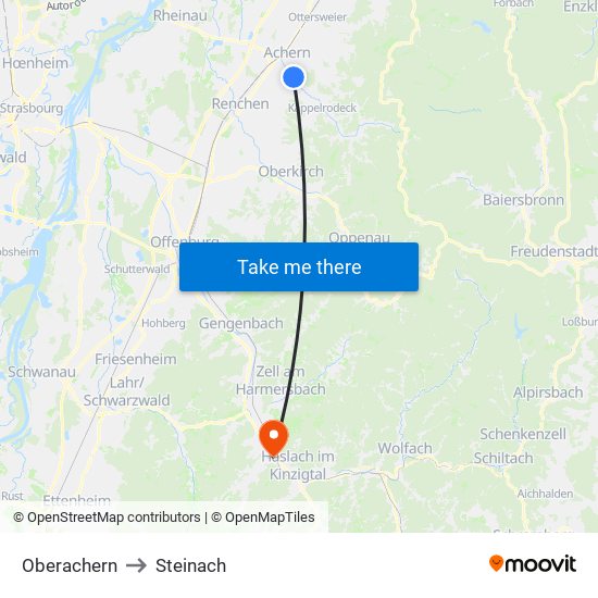 Oberachern to Steinach map