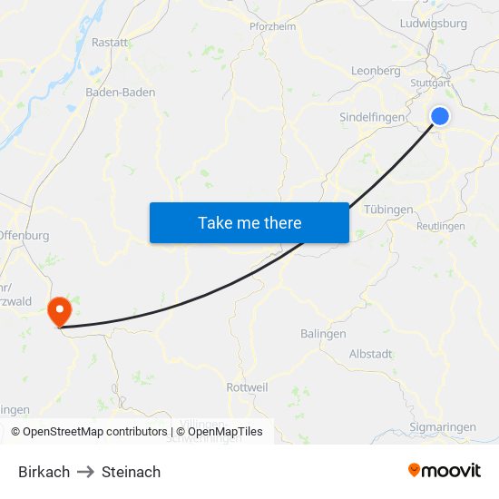 Birkach to Steinach map