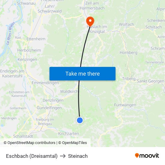 Eschbach (Dreisamtal) to Steinach map