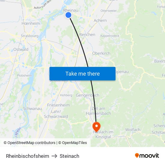 Rheinbischofsheim to Steinach map