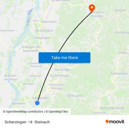 Scherzingen to Steinach map