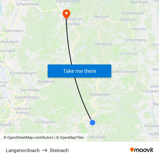 Langenordnach to Steinach map