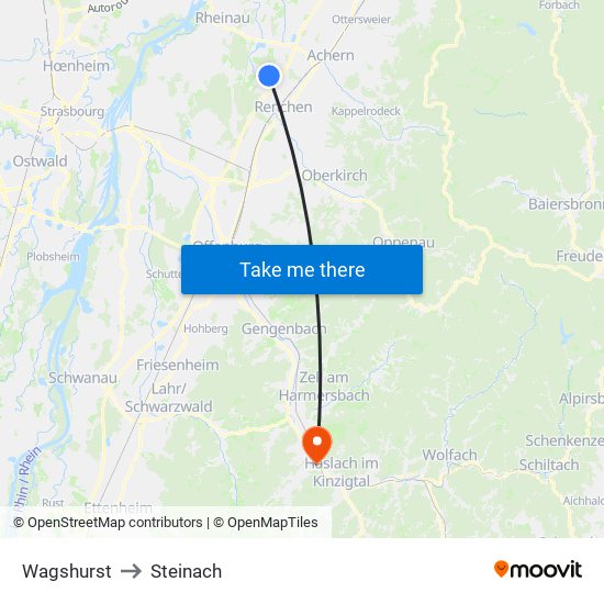 Wagshurst to Steinach map