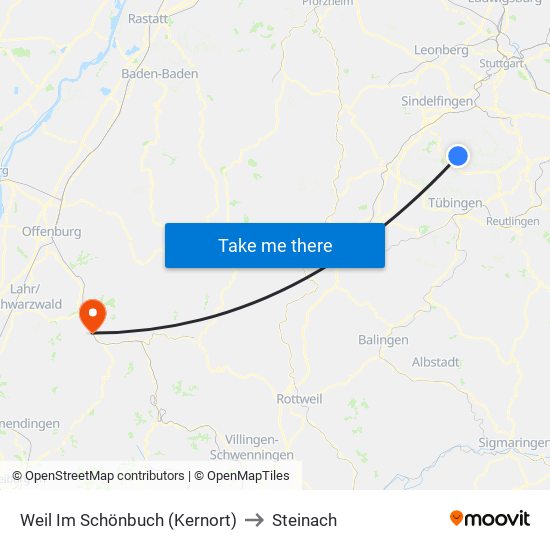 Weil Im Schönbuch (Kernort) to Steinach map