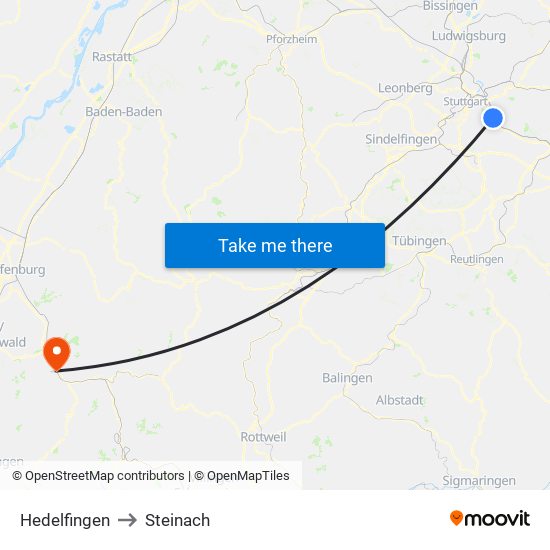 Hedelfingen to Steinach map