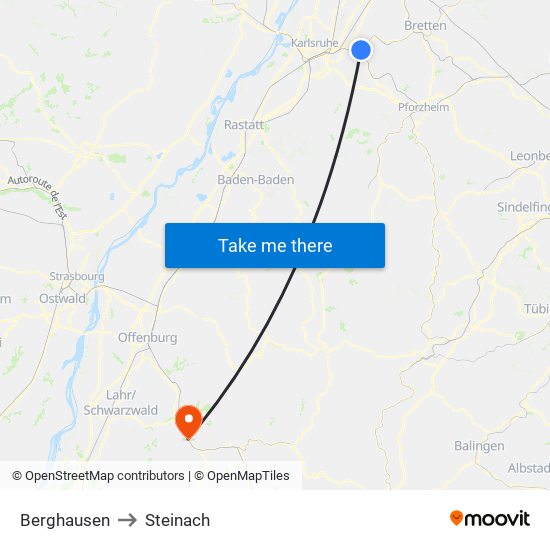 Berghausen to Steinach map