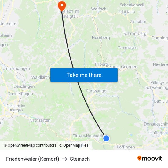 Friedenweiler (Kernort) to Steinach map