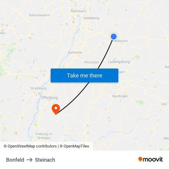 Bonfeld to Steinach map