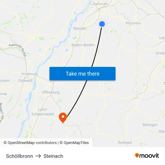 Schöllbronn to Steinach map