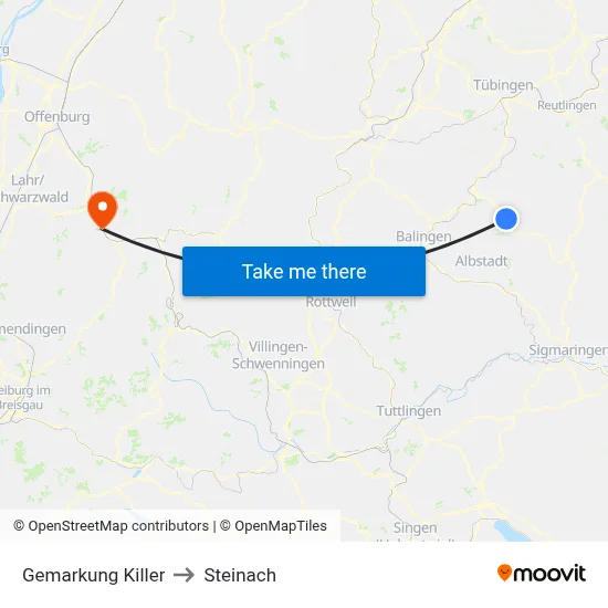 Gemarkung Killer to Steinach map