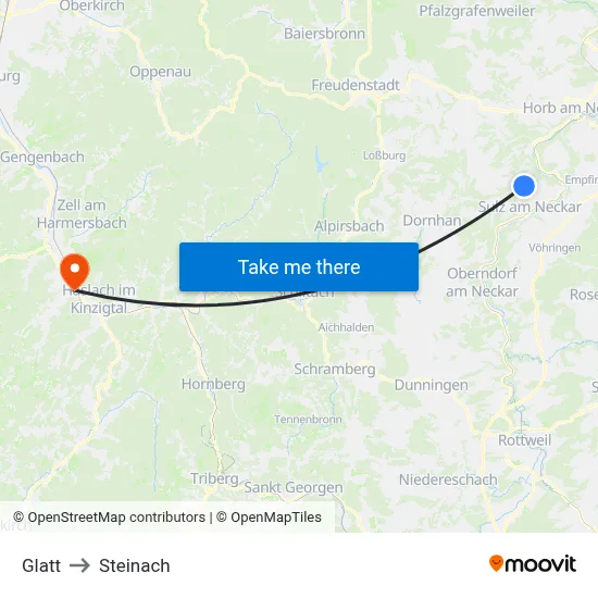Glatt to Steinach map