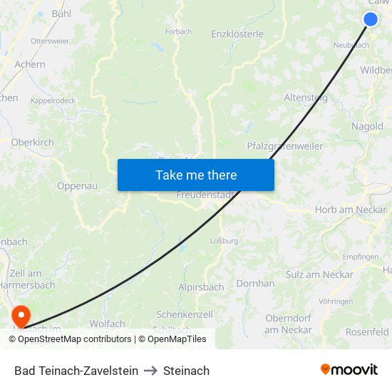 Bad Teinach-Zavelstein to Steinach map