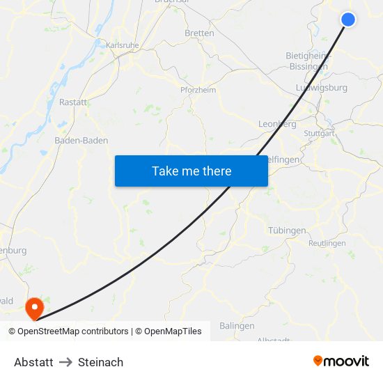 Abstatt to Steinach map