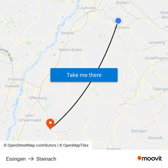 Eisingen to Steinach map