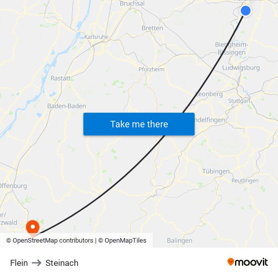 Flein to Steinach map