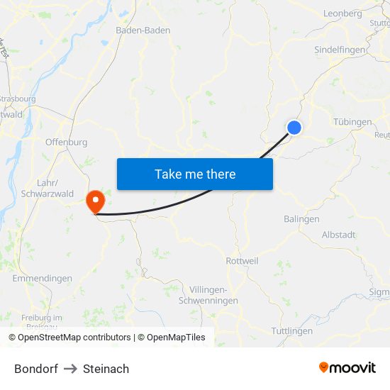 Bondorf to Steinach map