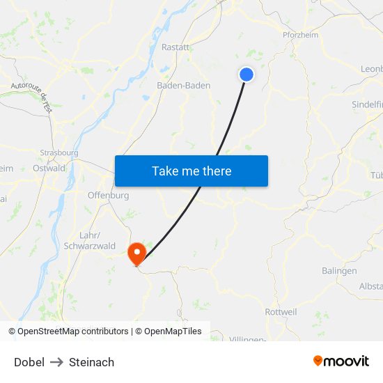 Dobel to Steinach map