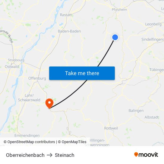 Oberreichenbach to Steinach map