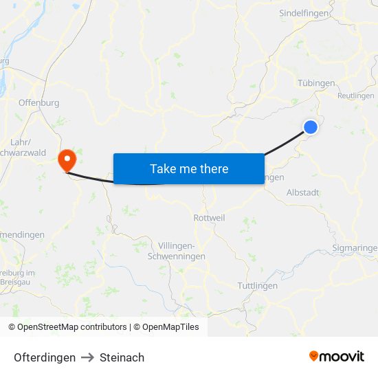 Ofterdingen to Steinach map
