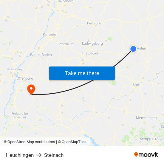 Heuchlingen to Steinach map